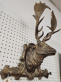 Metal Elk Mount Wall Coat Rack 23"H X 18"W