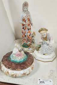 Tray Russian PorcelainFigurines + Covered Bx