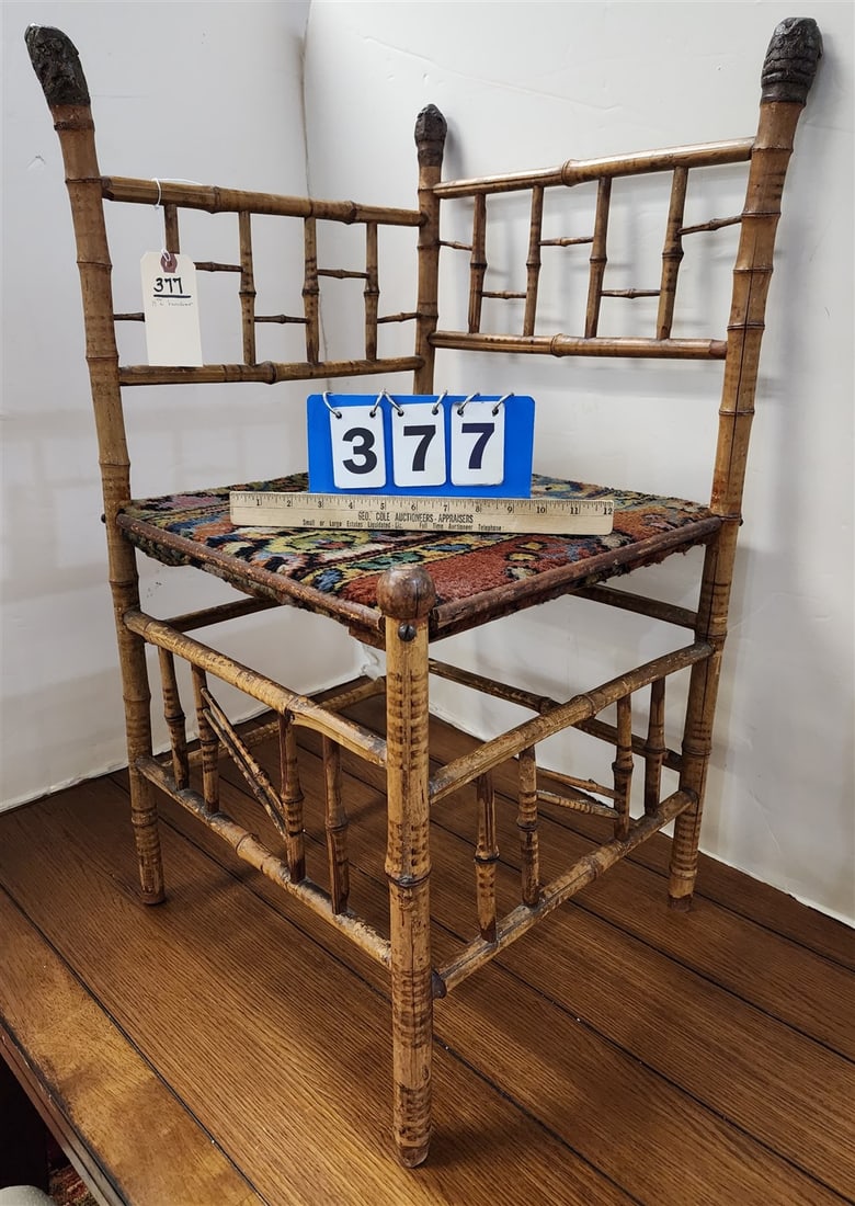 19th C Bamboo Corner Chair 31"H X 21 M1/2"W X 21 1/2"D (1 of 4)