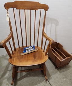 Nicholas + Stone Maple Rocker 41"H X  21 1/2"W X  18"D W/ Maple Magazine Rack 14 1/2"H X 11"W X 16"D