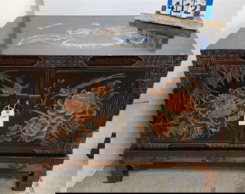 Chinese Lacquer 2 Door Cabinet 26"H X 31"W X 16"D