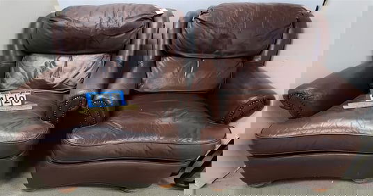 Pr Leather Club Chairs 30"H X 35"W X 21"D
