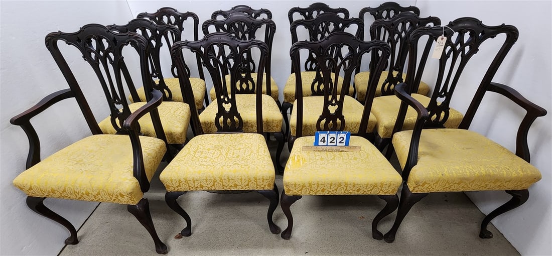 Lot 12 QA Style Mahog Dining Chairs (1 of 3)