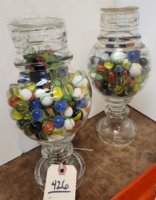 Pr Glass Jar Of Marbles