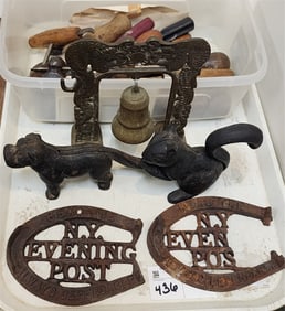 Tray Cast Iron Dog + Squirrel Nut Crackers Sat Evening Post Cast Iron Trivets, Tools