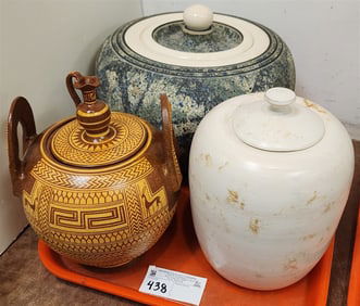 Tray Pottery Covered Jars