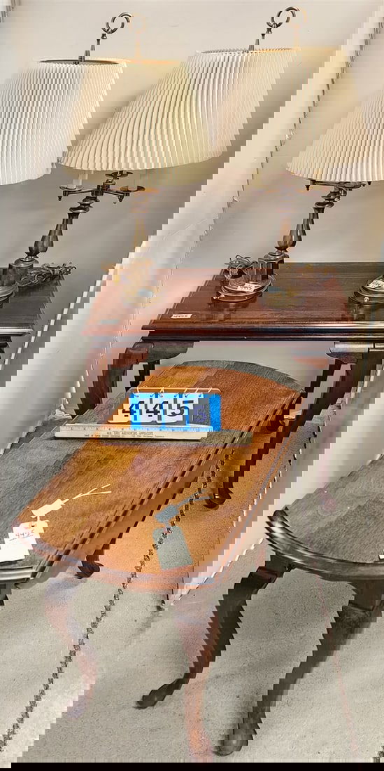 Cherry QA Style Stand 24"H X 28"W X 18"D, Mahog Drop Leaf Stand 22"H X 28"W X 15"D W/ Pr Lamps 28" (1 of 4)