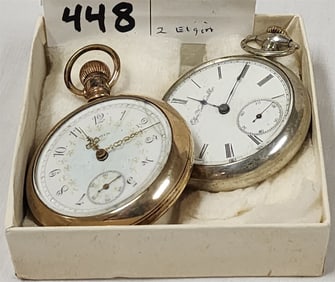 Lot 2 Pocket Watches- Elgin Not Working
