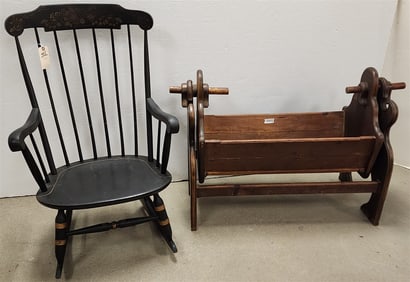 19th C Cradle 30"H X 40"L X 18"D + Rocker