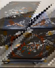 asian lacquer blanket bx & contents 23.5"h x37.5"w x20.5"d