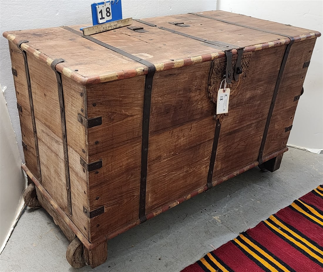 Indo Teak Blanket Chair w/Wrought Strapwork 30 1/2" H X 46 1/2 " W X 23 1/2" D (1 of 7)