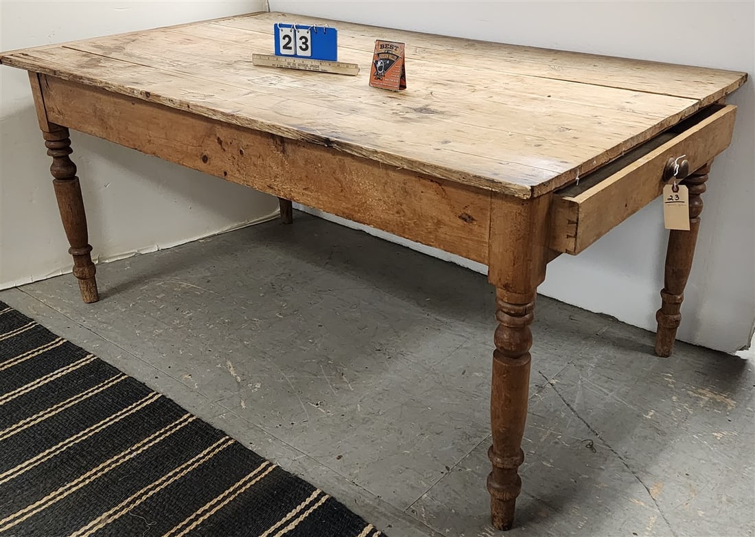 Prim. Pine 1 Drawer Harvest Table 30" H X 66" W x 39" D (1 of 6)