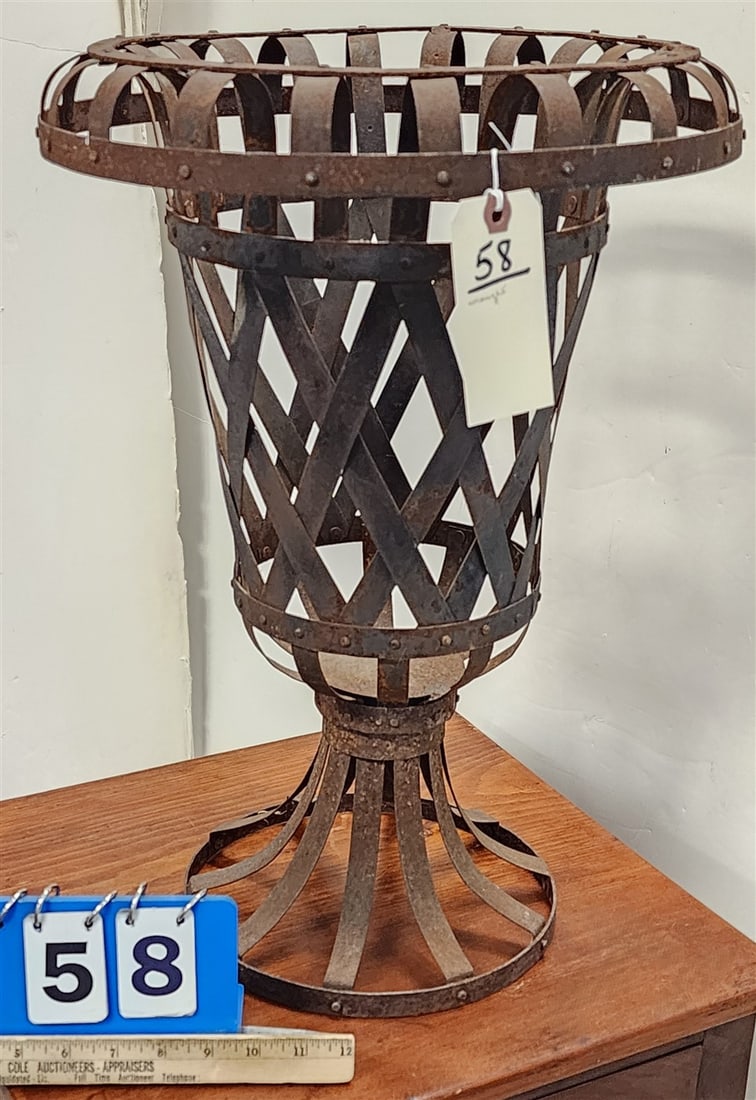 Wrought Iron Urn 21 1/2" H X 14 1/2" D: Wrought Iron Urn 21 1/2" H X 14 1/2" D