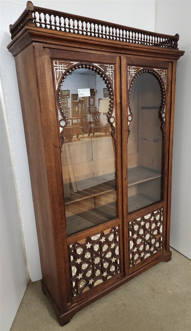 Mid East 19th C MOP Inlay 2 Door Cabinet 5'9" H X 42" W X 15" D (1 of 6)