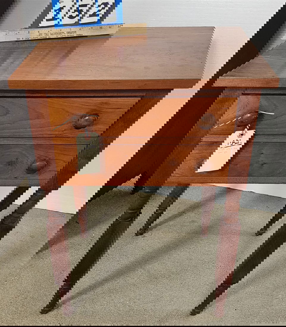 19th C N.Y.S. Leg 2 Drawer Stand 28" H X 21" W X 17 3/4" D (1 of 2)