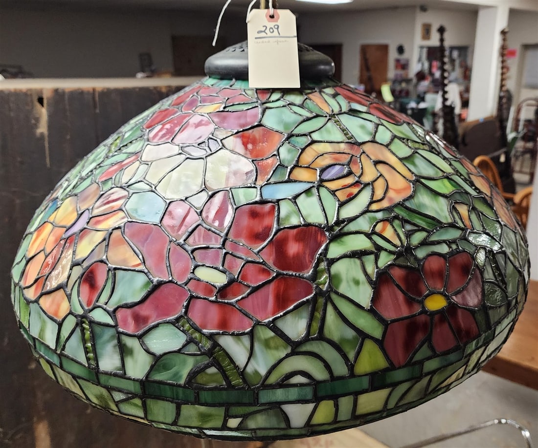 Leaded Glass Dome 16" H X 22" Diam.: Leaded Glass Dome 16" H X 22" Diam.