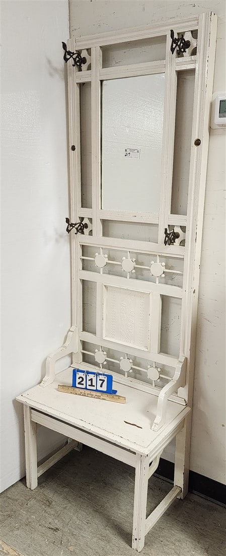 Vict. Ptd. Eastlake Walnut Hall Stand 6'2" H X 25 1/2" W X 16" D (1 of 2)