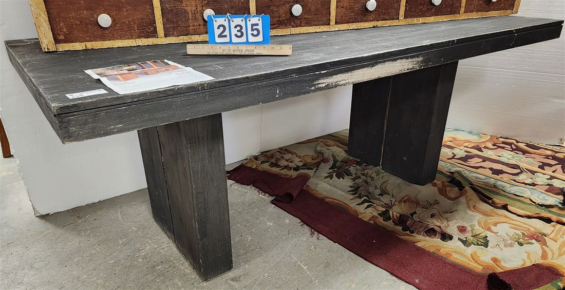 Teak Dining Table Ptd. Black 30 1/2" H X 6'7" L X 39" D (1 of 4)