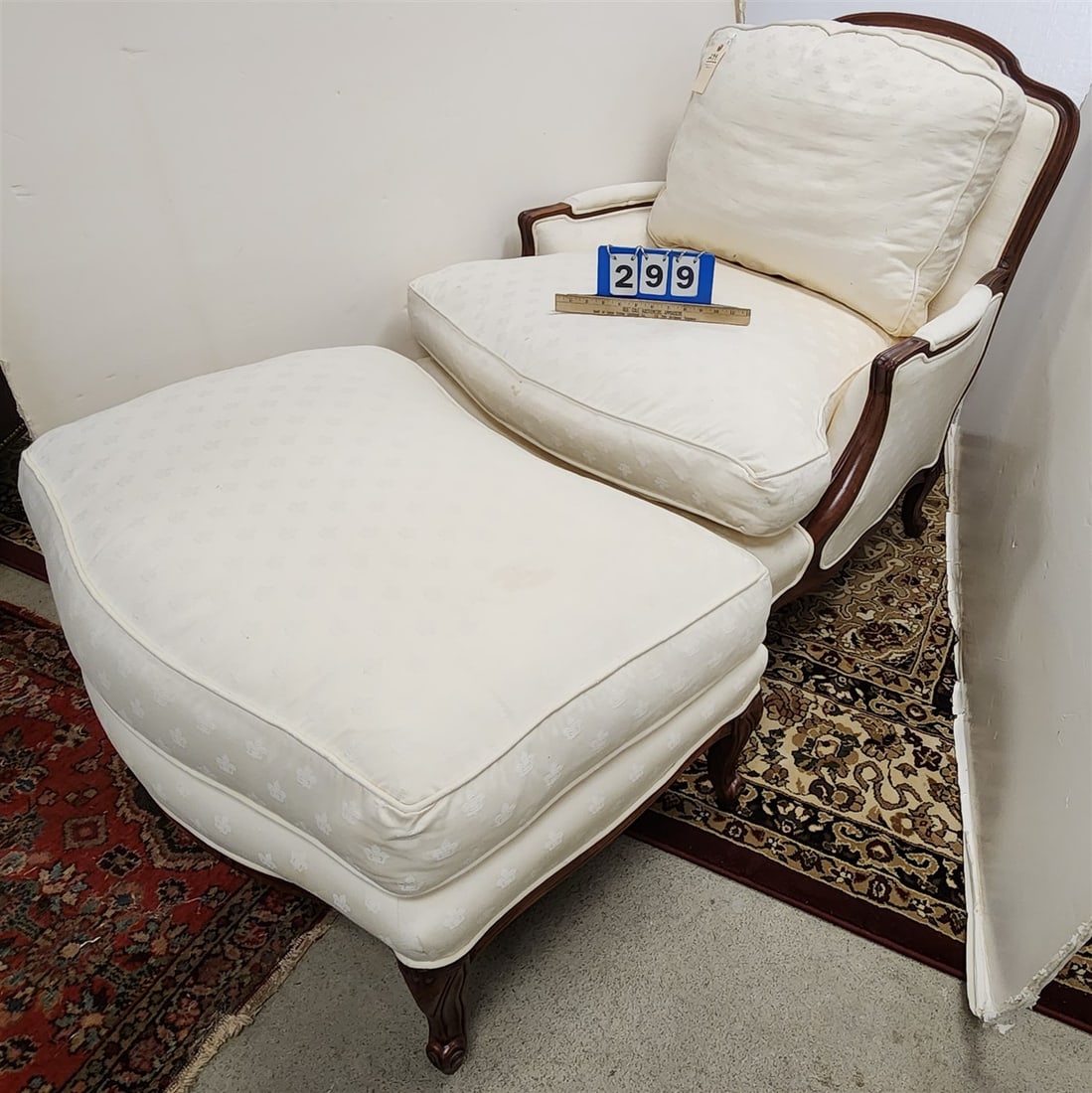 Uphols. Club Chair 35 1/2" H X 33" W X 22" D + Ottoman 20" H X 33" W X 21" D: Uphols. Club Chair 35 1/2" H X 33" W X 22" D + Ottoman 20" H X 33" W X 21" D