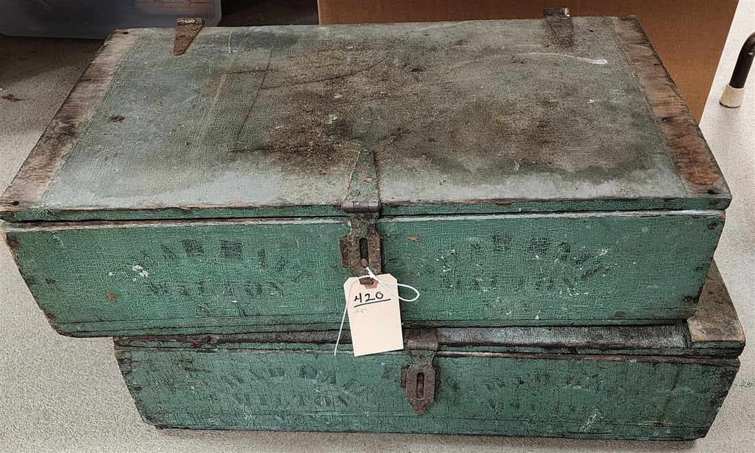 Lot 2 Prim Ptd. Trunks 6 1/2" H X 2' W X 14" D: Lot 2 Prim Ptd. Trunks 6 1/2" H X 2' W X 14" D
