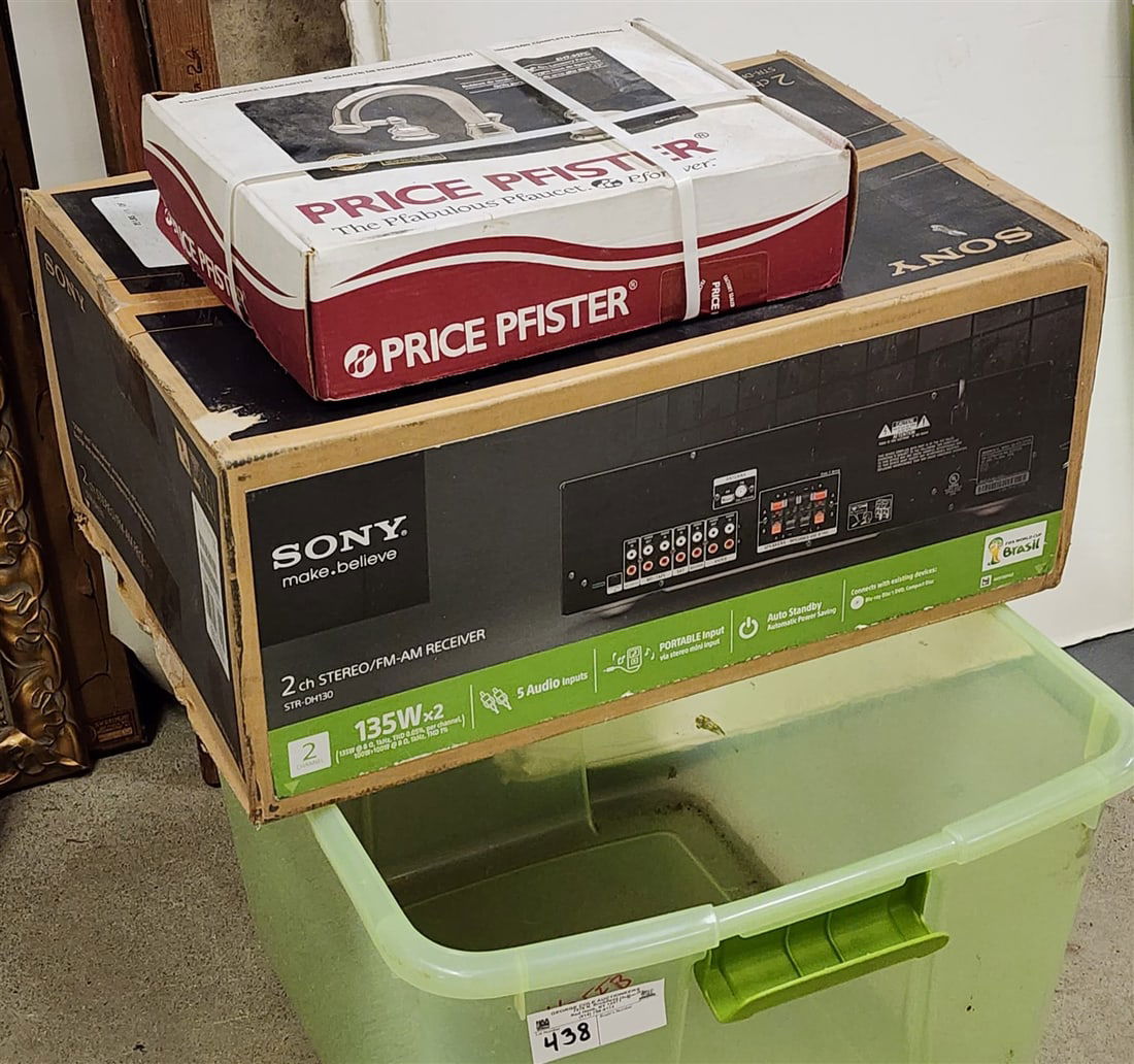 Tub New Bx'd Sony 2 Ch. Stereo FM-AM Receiver + Price Foster 8-15" H Arc Lavatory Faucet (1 of 6)