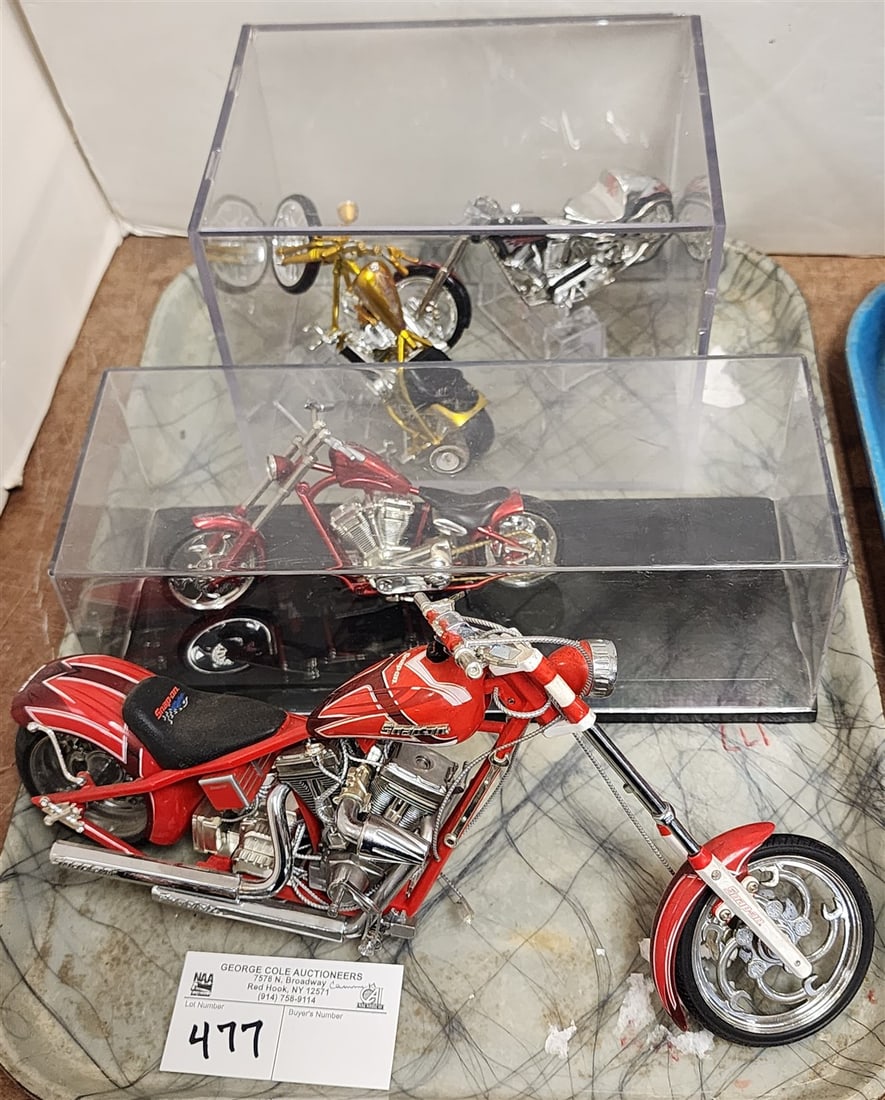 Tray Motorcycle Die Cast Models - Snap On 5" H X 11 1/2" L + 3 Others: Tray Motorcycle Die Cast Models - Snap On 5" H X 11 1/2" L + 3 Others
