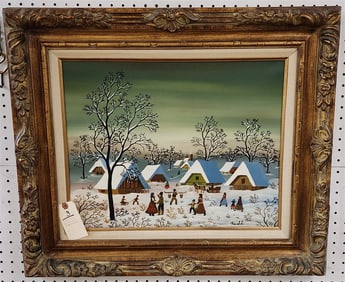 Framed O/C Winter Landscape Sgnd A. Kowalski 16" X 20" w/Frame 24 1/2" x 28 1/2"