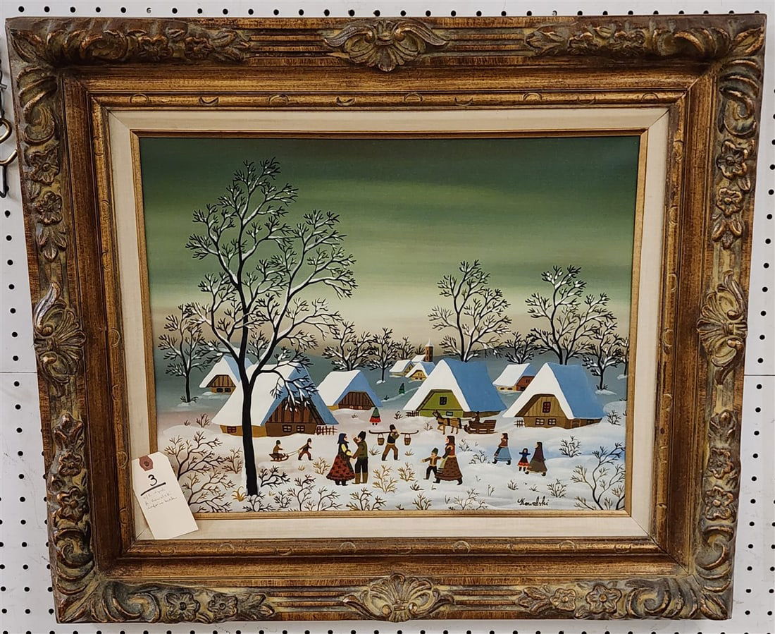 Framed O/C Winter Landscape Sgnd A. Kowalski 16" X 20" w/Frame 24 1/2" x 28 1/2" (1 of 3)