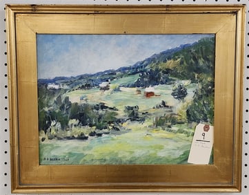 Framed O/C Landscape Sgnd H.D. Becker 1969 12" X 16" w/Frame 16 3/4" X 20 3/4"