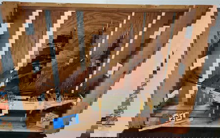 Vintage Wooden Ship Model 30 1/2" H X 41 1/2" L