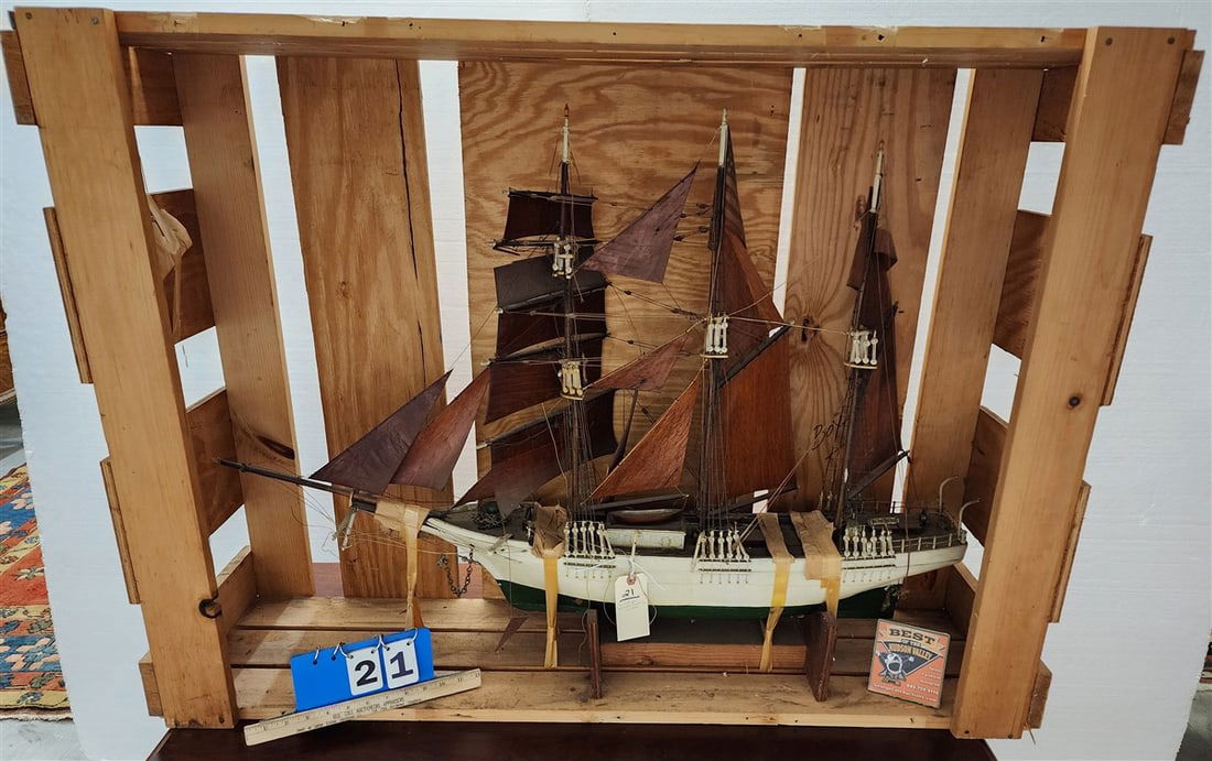 Vintage Wooden Ship Model 30 1/2" H X 41 1/2" L (1 of 4)
