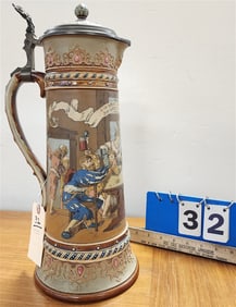 Mettlach Stein 2206 - Crack In Lid 16 1/2"