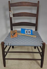 19th C Ladderback Woven Seat Chair