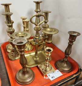 Tray Brass Candlesticks 10 Pc.