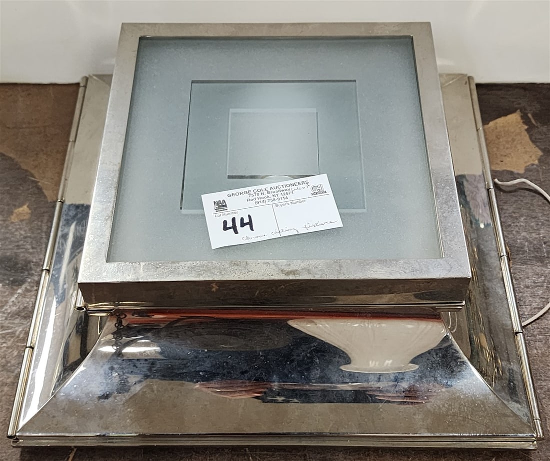 Chrome Ceiling Fixture 4 1/2" H X 12" Sq. (1 of 2)