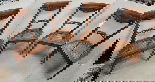 Set 4 Italian Carved Walnut Chairs 36 1/2" H X 18 1/2" W X 15" D