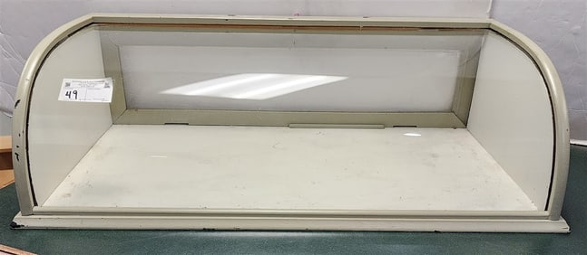 Wooden Frame Curved Glass Table Top Showcase 9" H X 30" W X 16" D