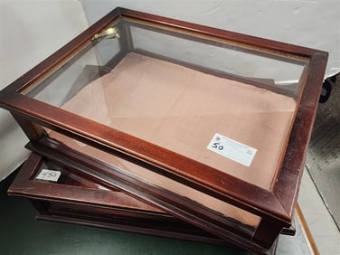 Lot 2 Mahog. Table Top Showcases 6 1/4" H X 22 1/2" W X 17" D