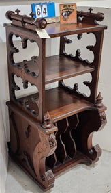 Vict. Walnut Renaissance Revival Music Stand/Bookcase 40 1/2" H X 18 1/2" W X 18 1/2" D