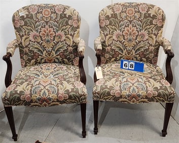 Pr. Uphols. Armchairs 37" H x 24" W X 19" D