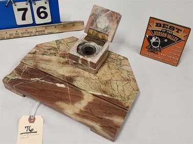 Marble Ink Stand 3 1/2" H X 10 3/4" W X 8" D