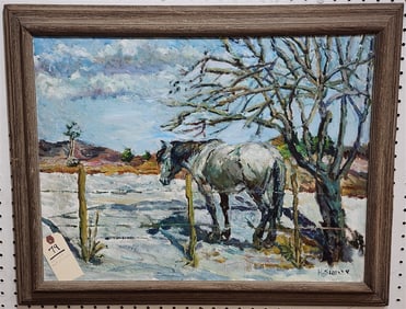 Framed O/C Landscape w/Horse Sgnd Kurt Sluizer 18" X 24" w/Frame 22" X 28"