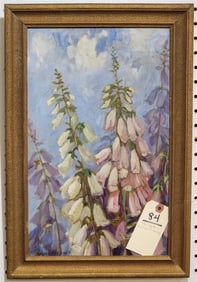 Framed O/B Foxglove Sgnd Louise M. Kamp 15 3/4" X 9 3/4" w/Frame 18 1/4" X 12 1/2"