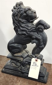 Vintage Cast Iron Lion Door Stop 14" H X 9 3/4" W X 2 3/4" D