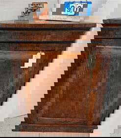 19th C Mahog. 1 Door Corner Cabinet 35" H X 26" W X 13 1/2" D