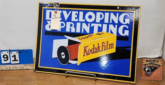 Vintage Double Sided Enamel On Metal Kodak Film Sign 14" X 20"