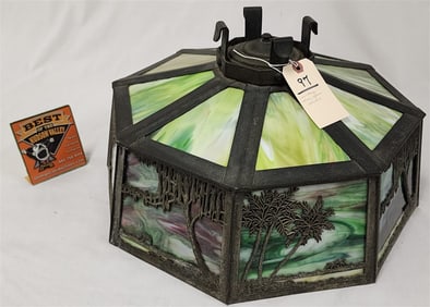 Vintage Slag Glass Lamp Shade 11" H X 19 1/2" Diam.