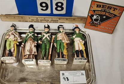 Set 5 Capodimonte Porcelain Soldier Figurines 5 1/2" Ea.