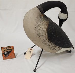 Nova Scotia Goose Wooden Decoy on Metal Feet 19"