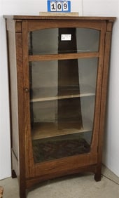 Oak 1 Door Bookcase 54" H X 29" W X 14 1/4" D